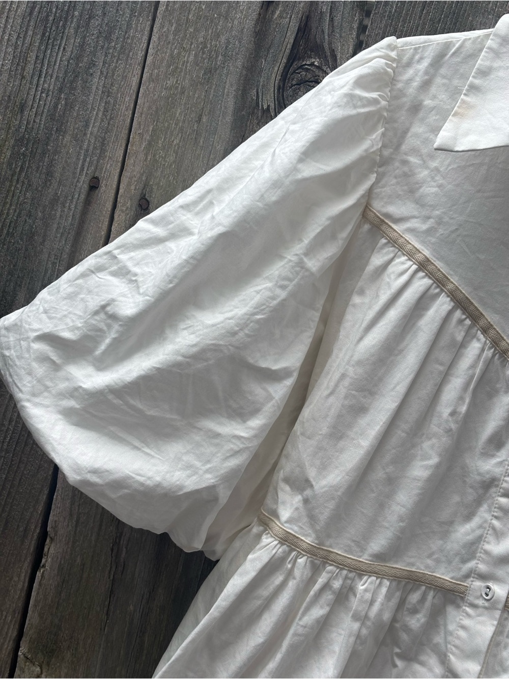 TALULAH Cream Tiered Mini Dress with Puff Sleeves - Picture 4 of 11